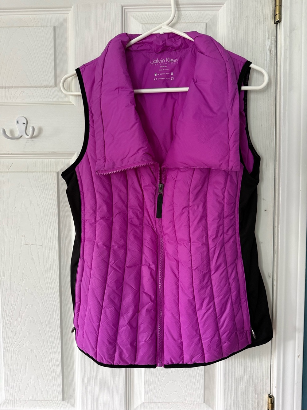 Calvin Klein Pink Quilted Sleeveless Vest with Black Panels